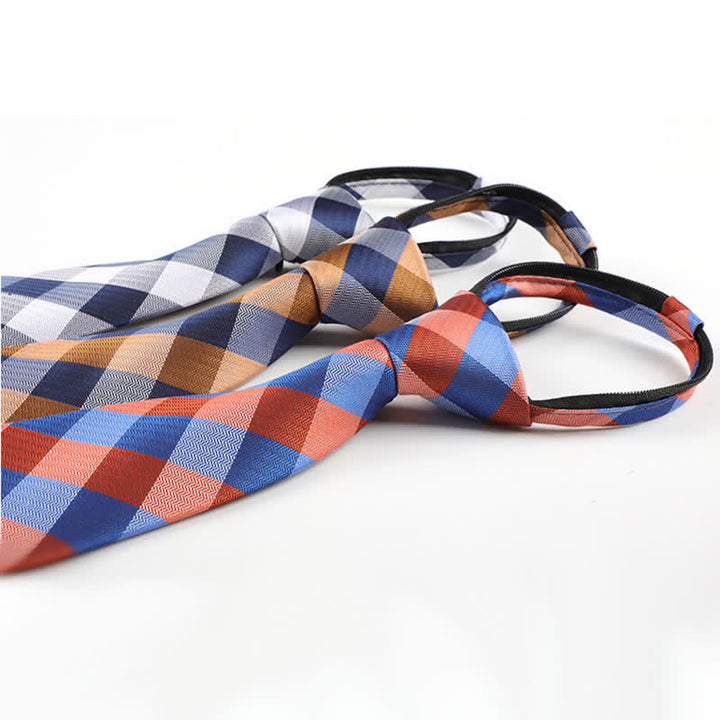 Men's Blend Color Zipper Tie Plaid Necktie - image 2