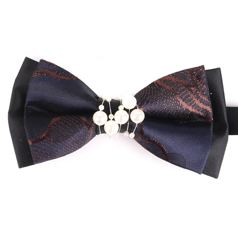 Men's Luxury Gold Tone Floral Beads Bow Tie