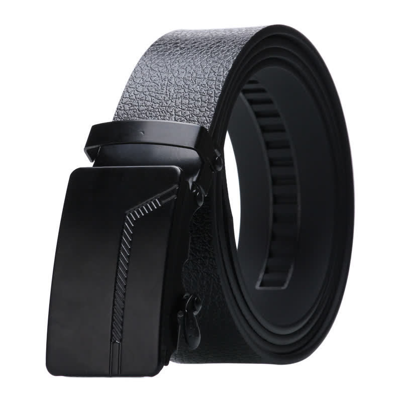 Men's Business Automatic Buckle Black Leather Belt - Style #6 - Black - 42 - image 14