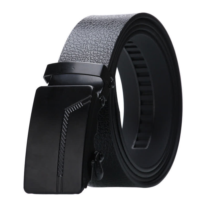 Men's Business Automatic Buckle Black Leather Belt - Style #6 - Black - 42 - image 14