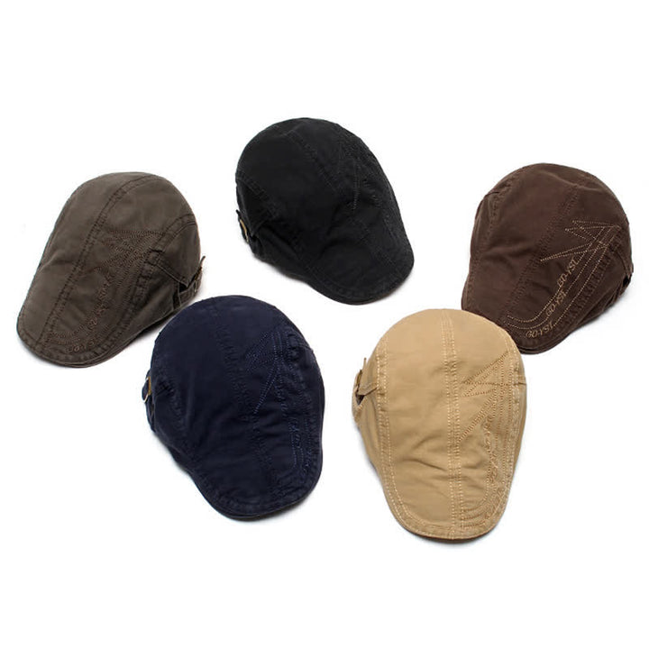 Alphabet Solid Color Washed Denim Beret Cap - image 2