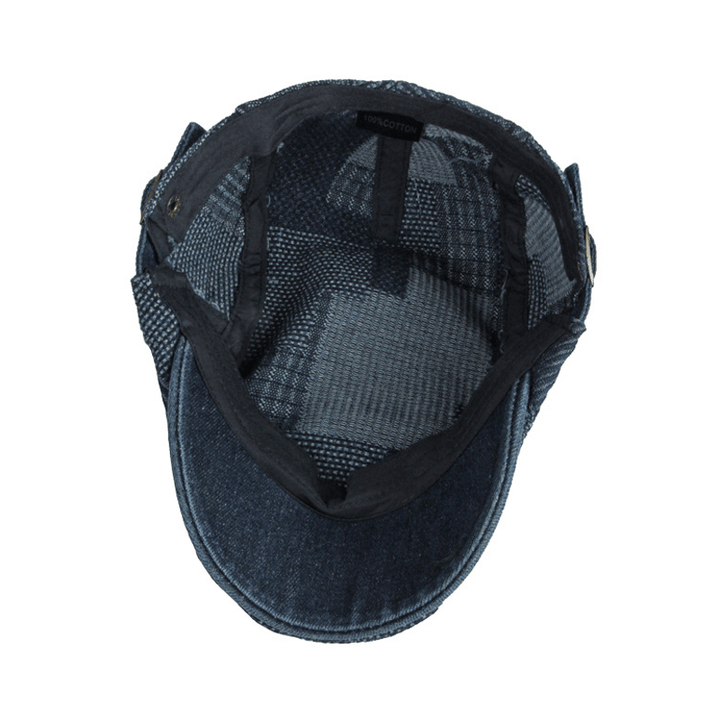 Personality Painter Washed Denim Beret Flat Cap - image 7
