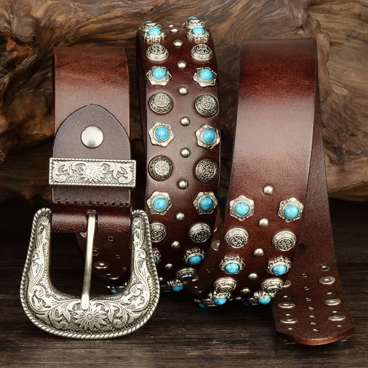 Unisex Luxurious Imitation Turquoise Accents Belt