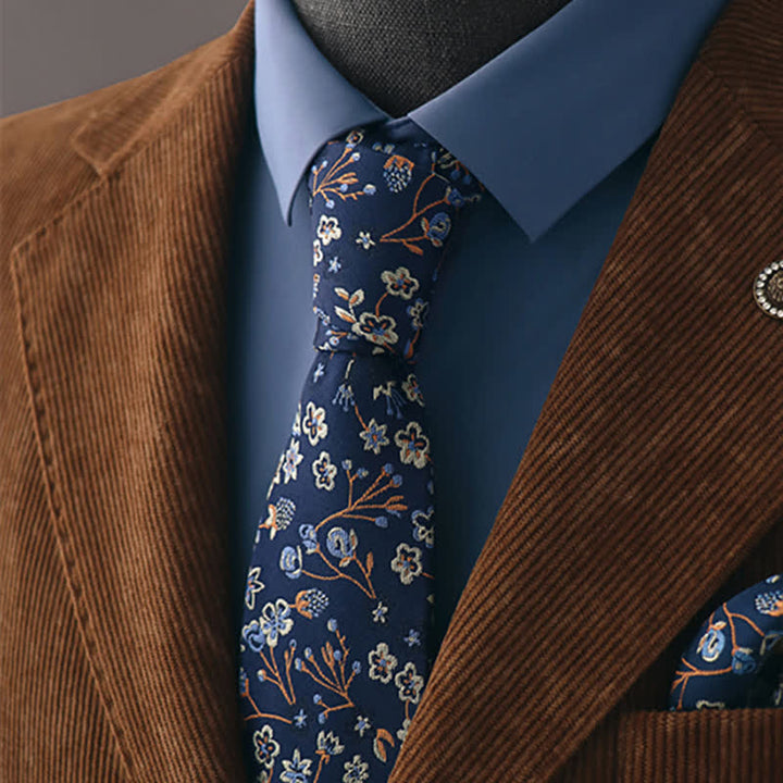 Men's Mysterious Navy & White Floral Necktie