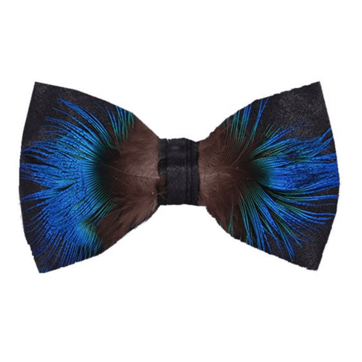 Classy Blue & Black Feather Bow Tie