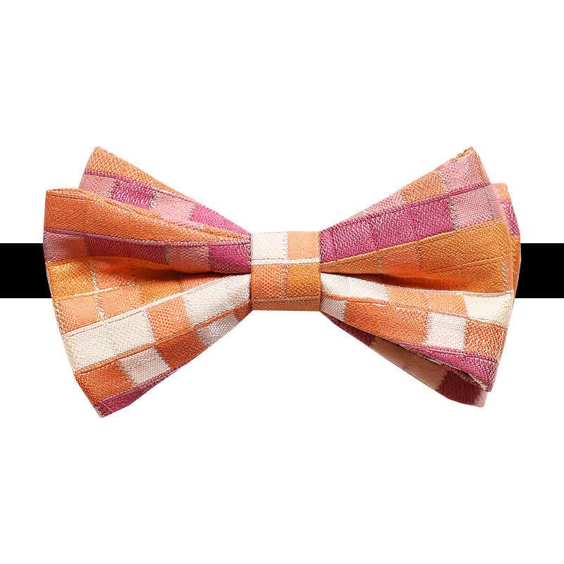 Men's Orange & Pink Sunshine Checker Bow Tie