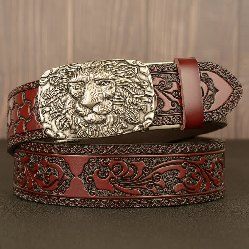 Men's Honor Male Lion Head Leather Belt