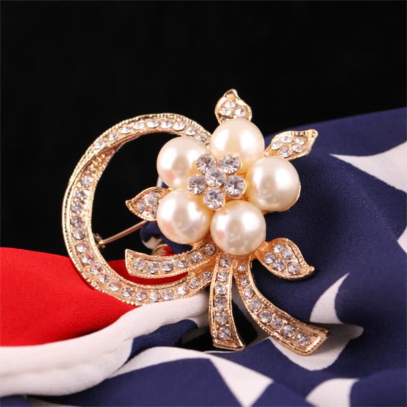 Women's Garland Pearl Rhinestones Brooch