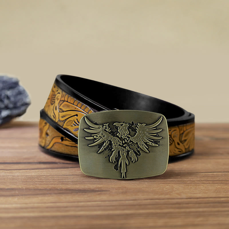 Men's DIY Rising Phoenix Eagle Buckle Leather Belt