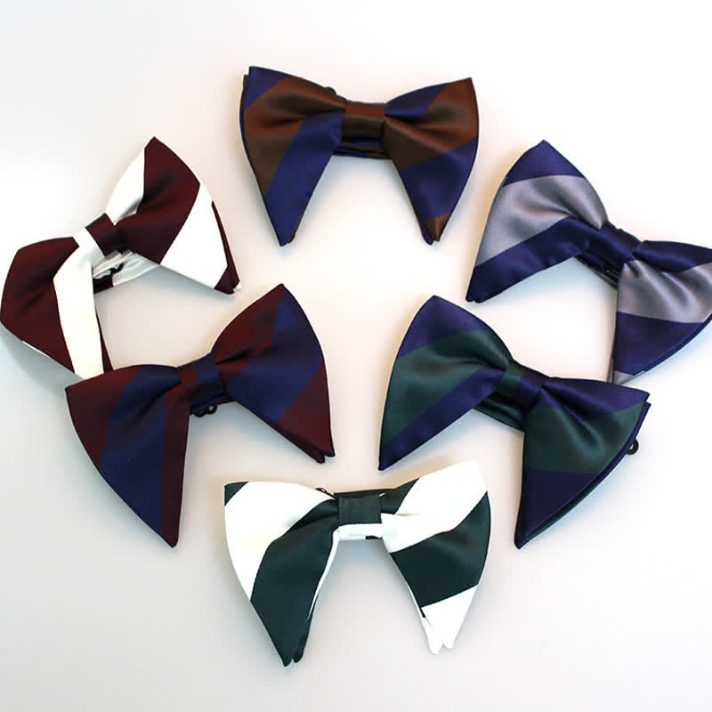 Men's College Striped Oversized Pointed Bow Tie - image 0