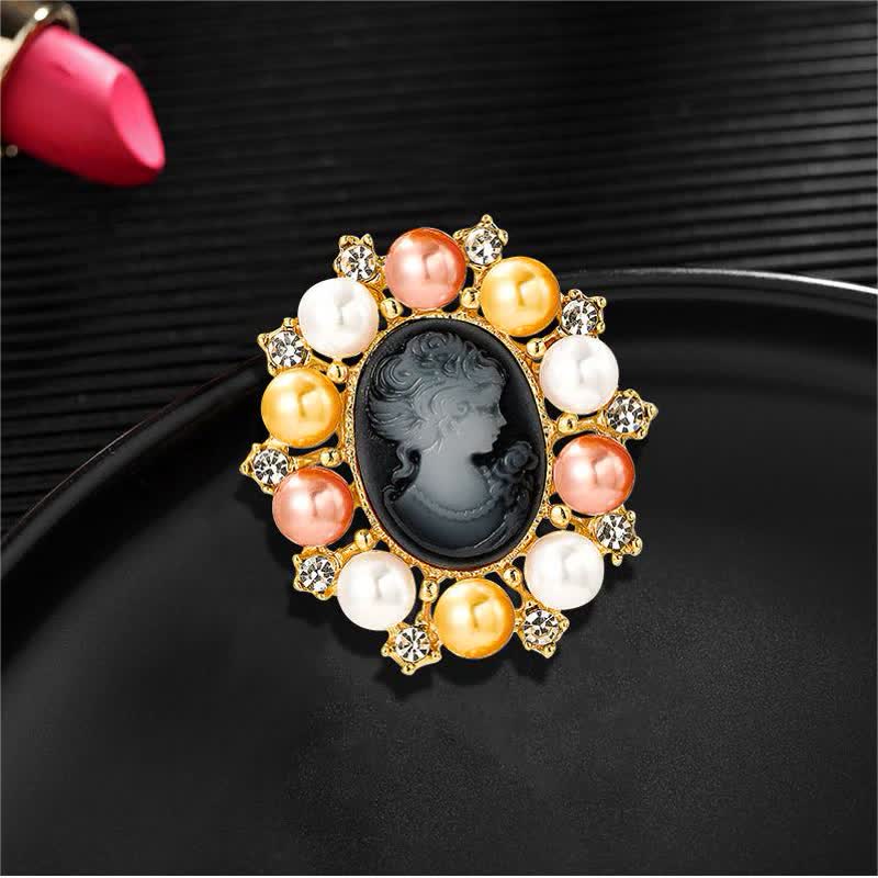 Women's Palace Relief Beauty Pearl Brooch