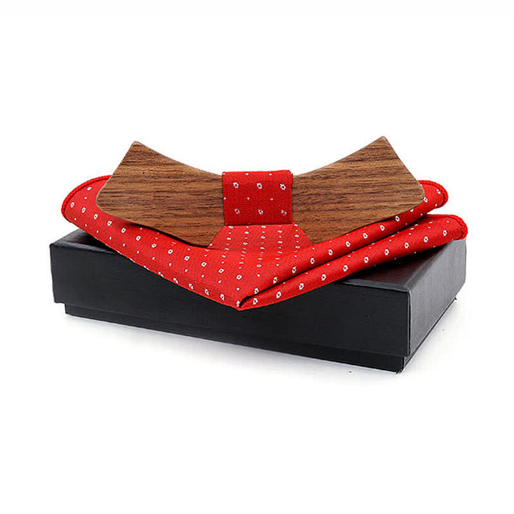 2Pcs Men's Collar-shaped Wooden Bow Tie Set