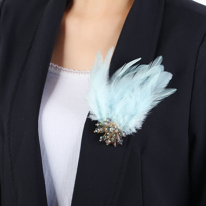 Women's Luxury Crystal Branch Snowflake Feather Brooch