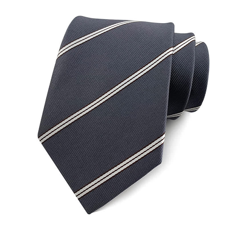 Men's Traditional Repp Striped Office Necktie - Gray - image 8