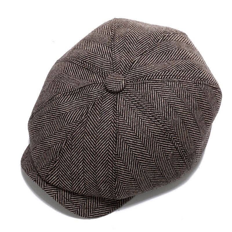  Classic Newsboy Flat Cap with Earflap Beret - Coffee Herringbone - Adjustable (about 22"-23 5/8") - image 11