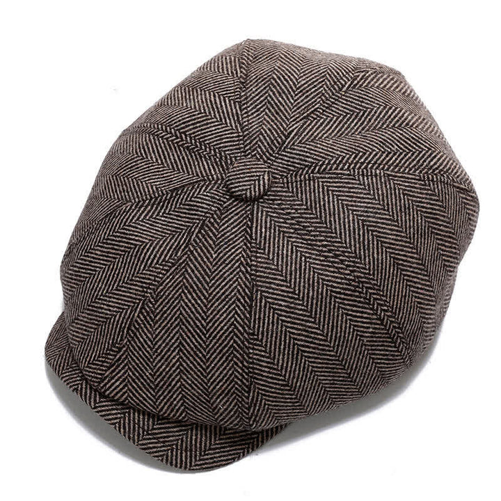  Classic Newsboy Flat Cap with Earflap Beret - Coffee Herringbone - Adjustable (about 22"-23 5/8") - image 11