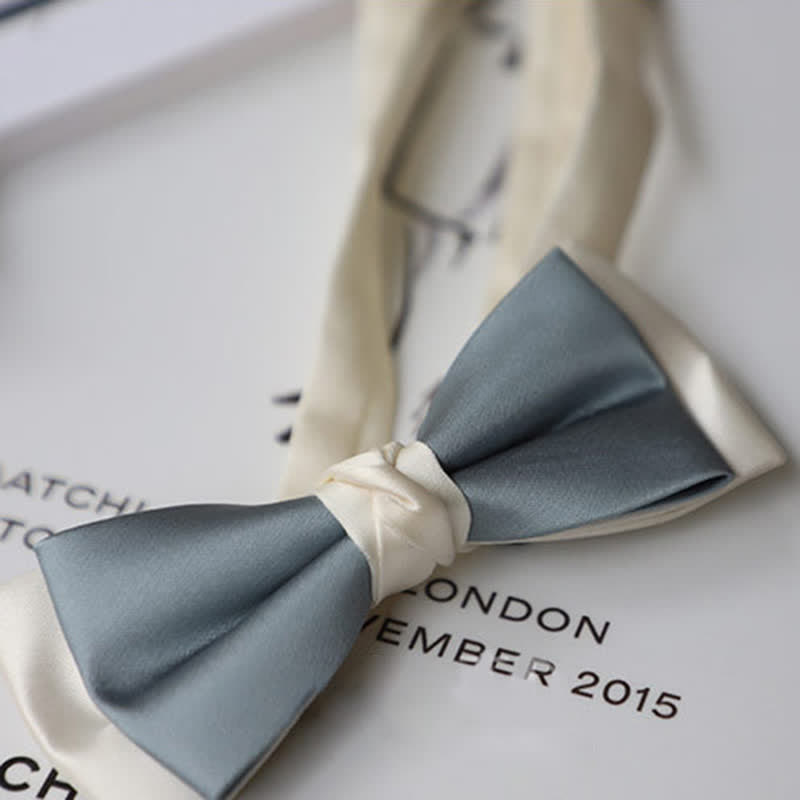 Men's Macaron Color & White Double-layer Bow Tie