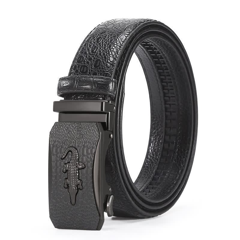 Men's Crocodile Reliefs Buckle Leather Ratchet Belt