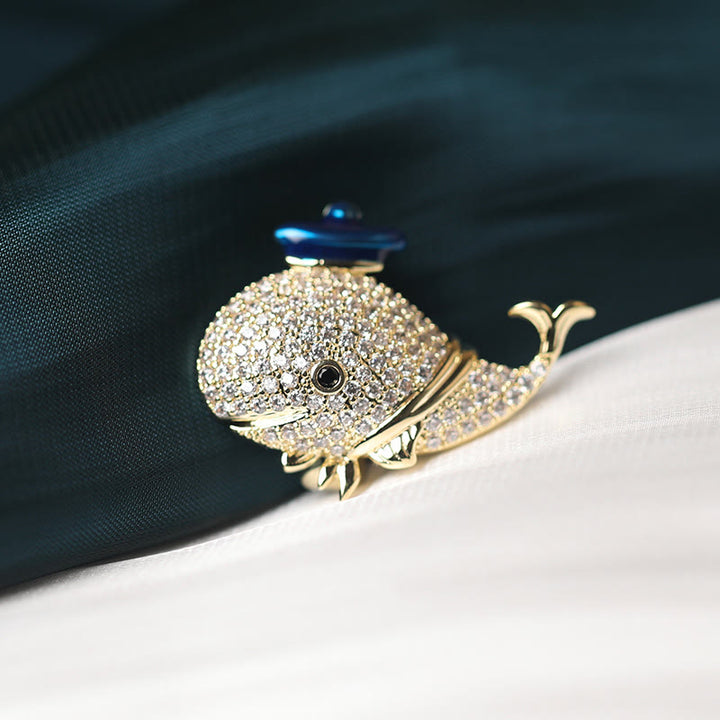 Women's Marine Rhinestone Whale Brooch