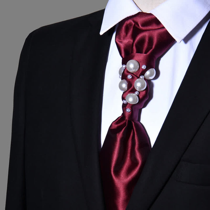 Men's Vintage Look Pearls Wedding Necktie