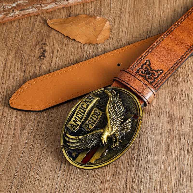 Men's American Pride Bald Eagle Leather Belt