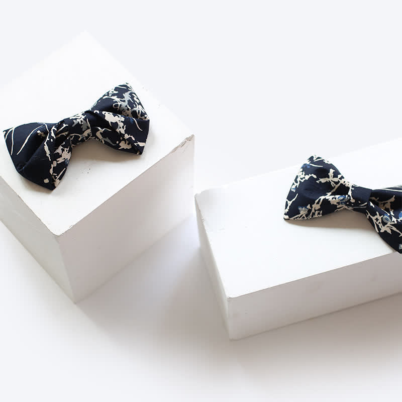 Men's Navy Blue & White Graffiti Bow Tie