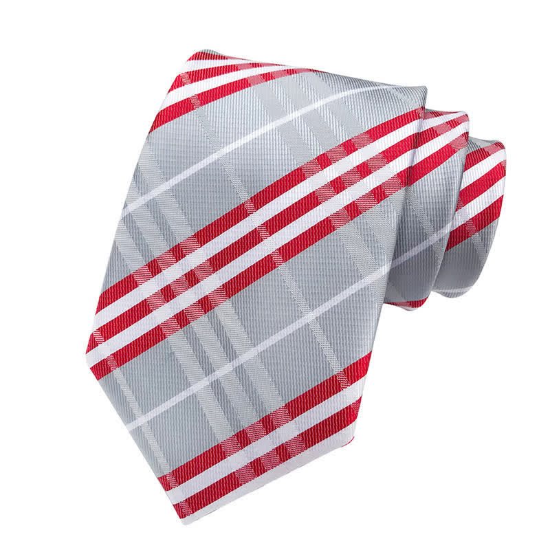 Men's Classic Scottish Plaid Necktie - Silver - image 4