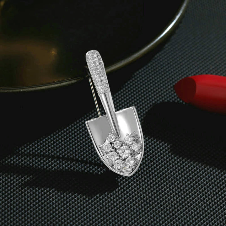 Unisex Plated Mini Shovel Brooch