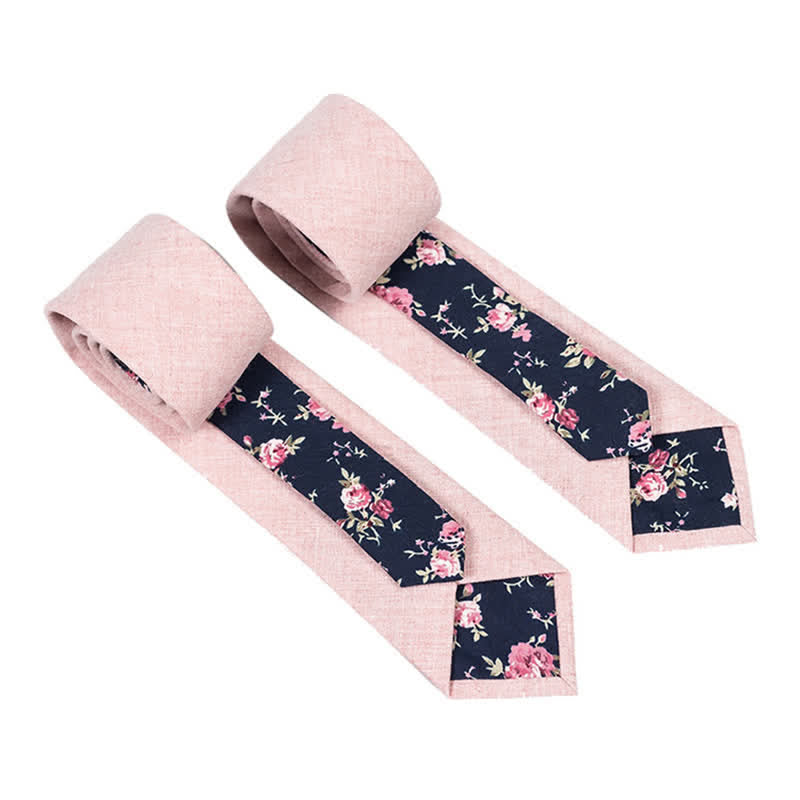 Men's Novel Plaid Floral Patchwork Necktie - Blush - image 16