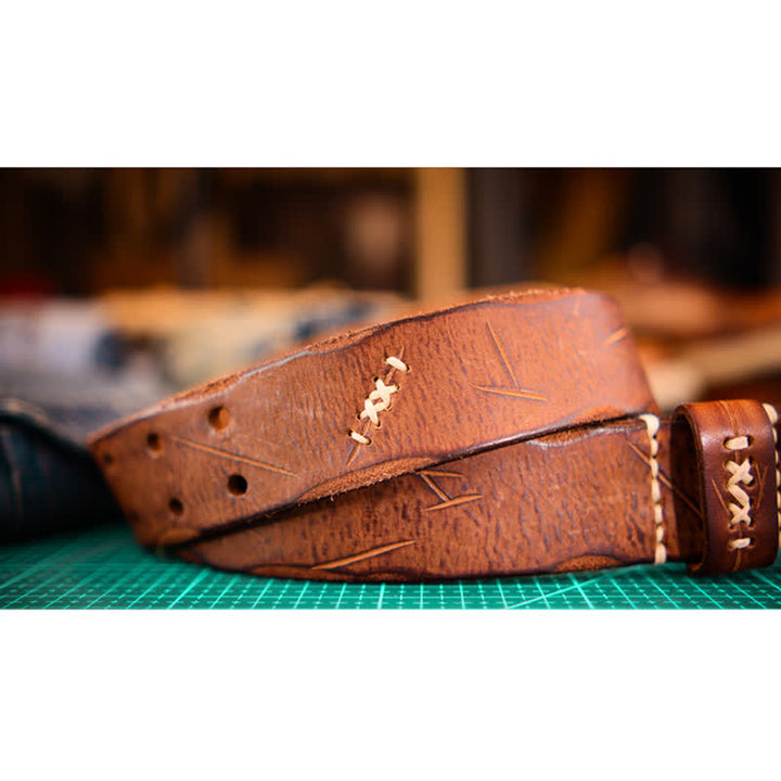 Men's Wide Double Pin Buckle Leather Belt - image 8