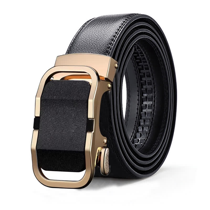 Men's Luxury Embossed Automatic Buckle Leather Belt - Style #6 - Gold - 46 - image 17