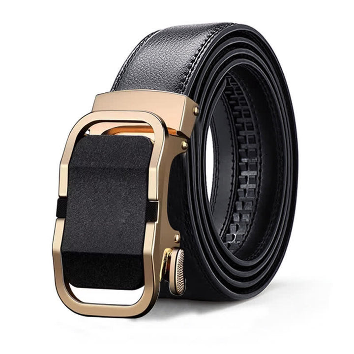 Men's Luxury Embossed Automatic Buckle Leather Belt - Style #6 - Gold - 46 - image 17