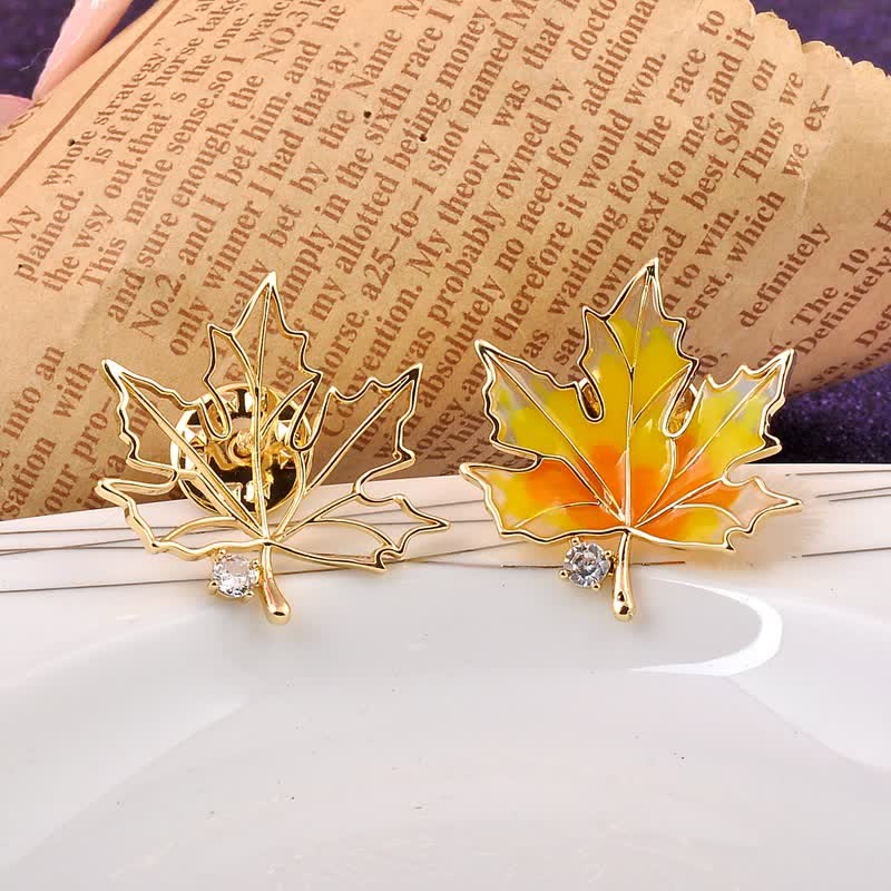 Women's Autumn Gold Maple Leaf Brooch