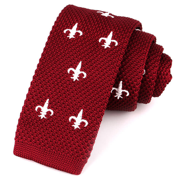 Men's Repeating Motifs Skinny Knitted Necktie