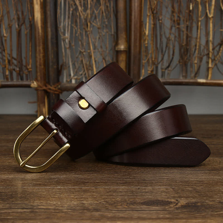 Men's Casual Smooth Glossy Leather Belt