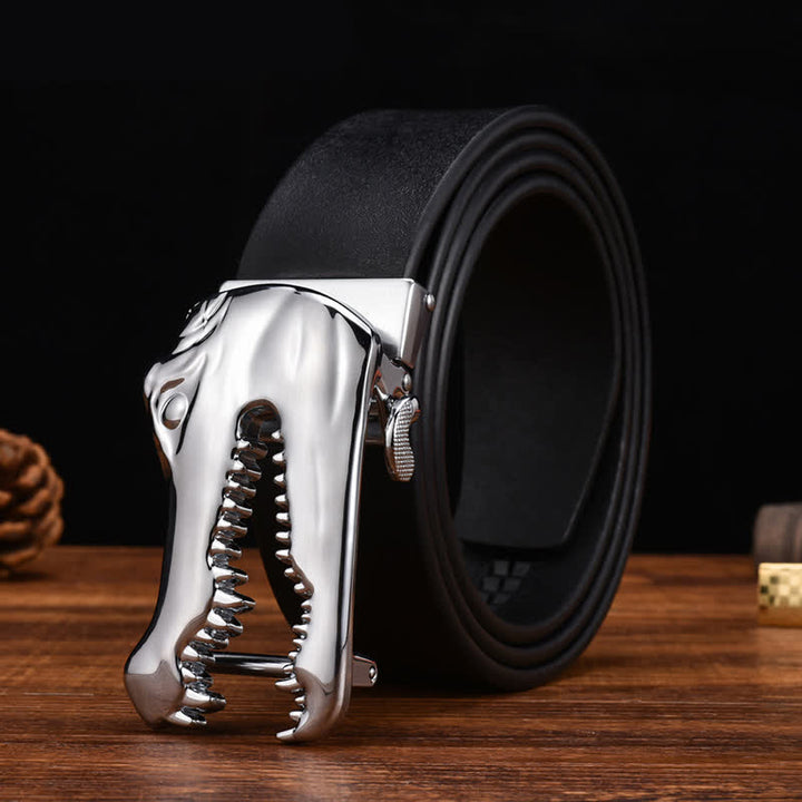 Men's Open-Mouthed Crocodile Automatic Buckle Leather Belt