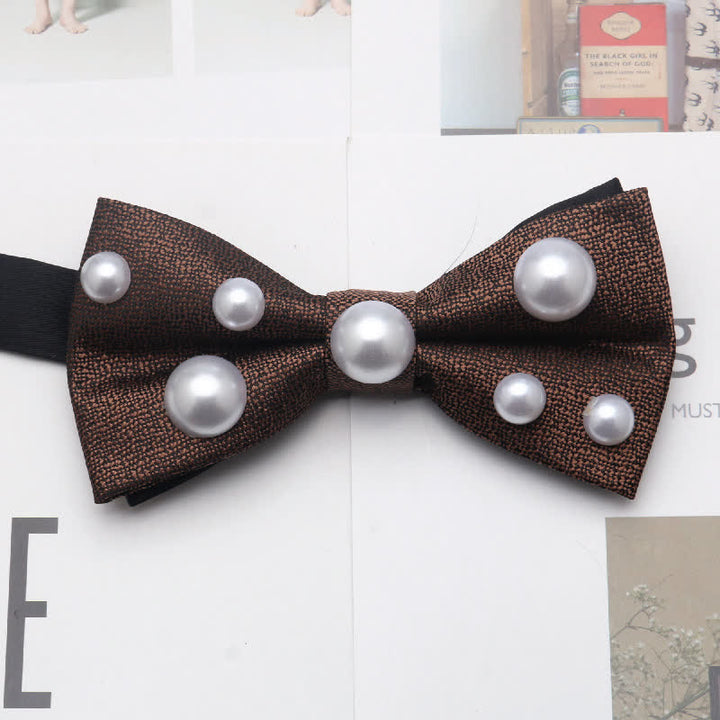 Artificial Pearls Dancing Party Bow Tie - Coffee - image 6