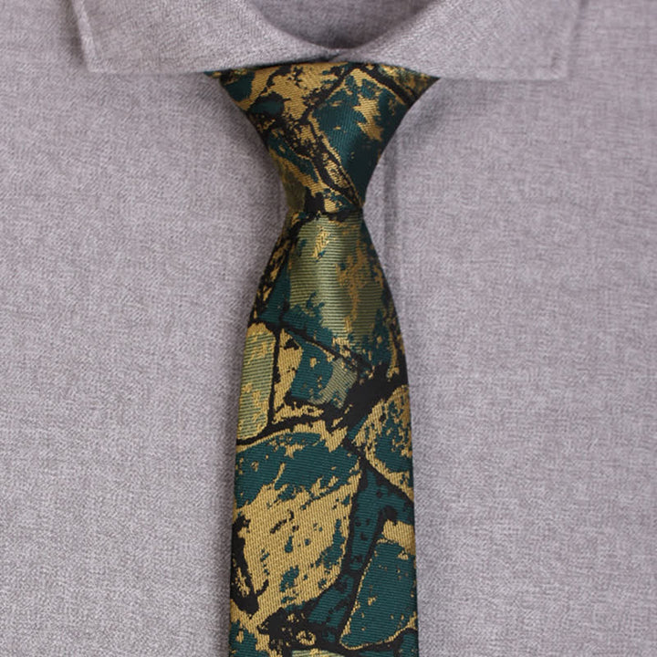 Men's Gold-green Abstract Graphic Necktie - image 1