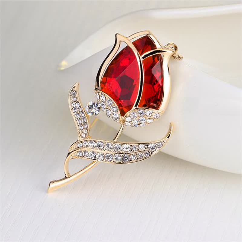 Women's Shining Crystal Tulip Brooch