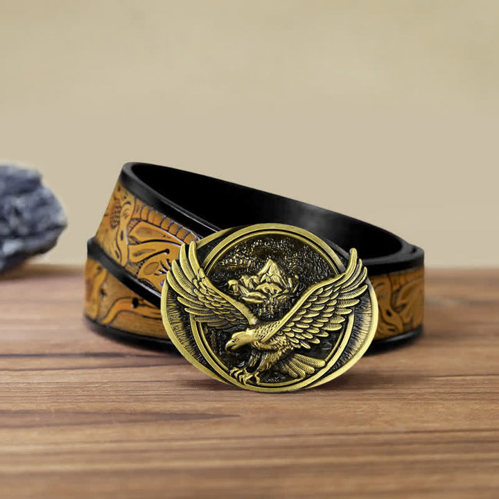 Men's DIY Domineering Flying Eagle Buckle Leather Belt