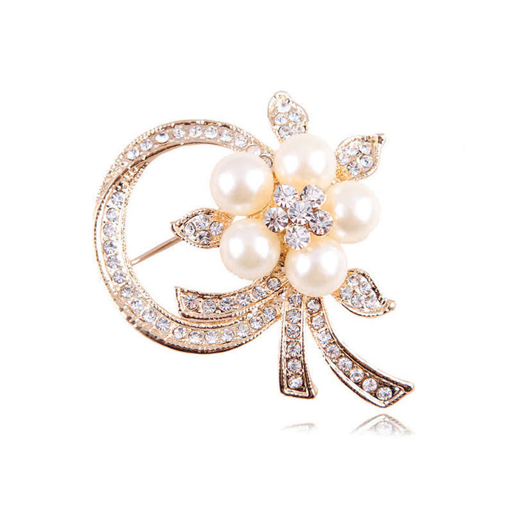 Women's Garland Pearl Rhinestones Brooch