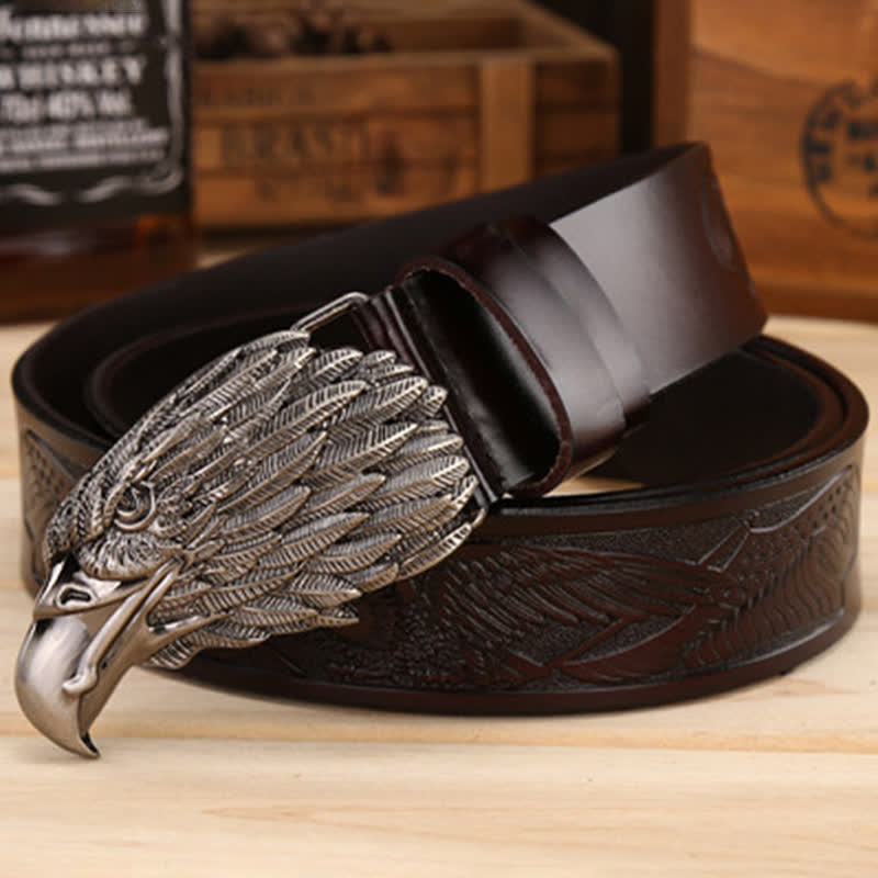 Men's Sharp Eyes 3D Vulture Head Eagle Buckle Leather Belt