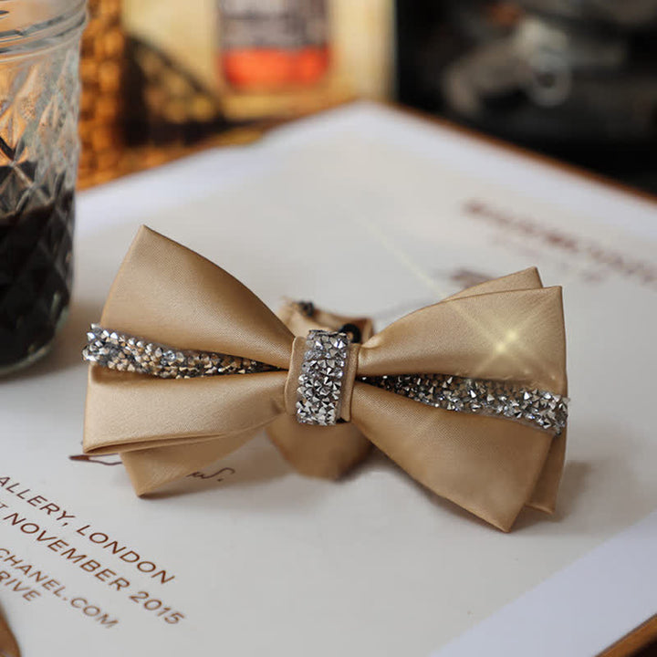 Men's Shining Rhinestone Satin Bow Tie