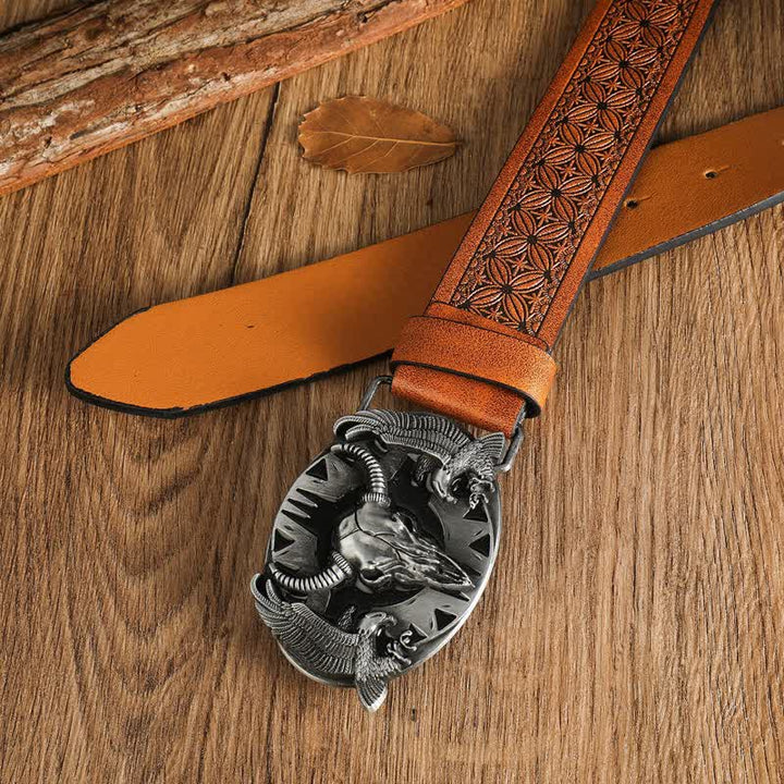 Men's Vintage Bull & Dual Eagles Leather Belt