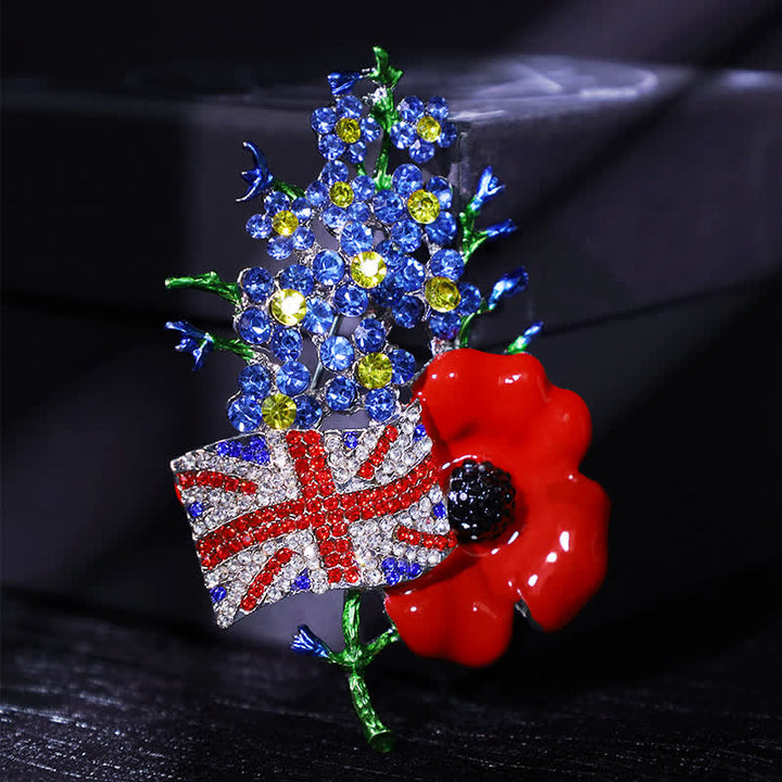 Unisex Multi Colour Union Flag Poppy Brooch