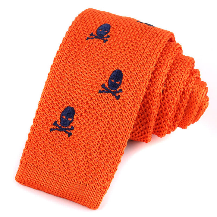 Men's Repeating Motifs Skinny Knitted Necktie