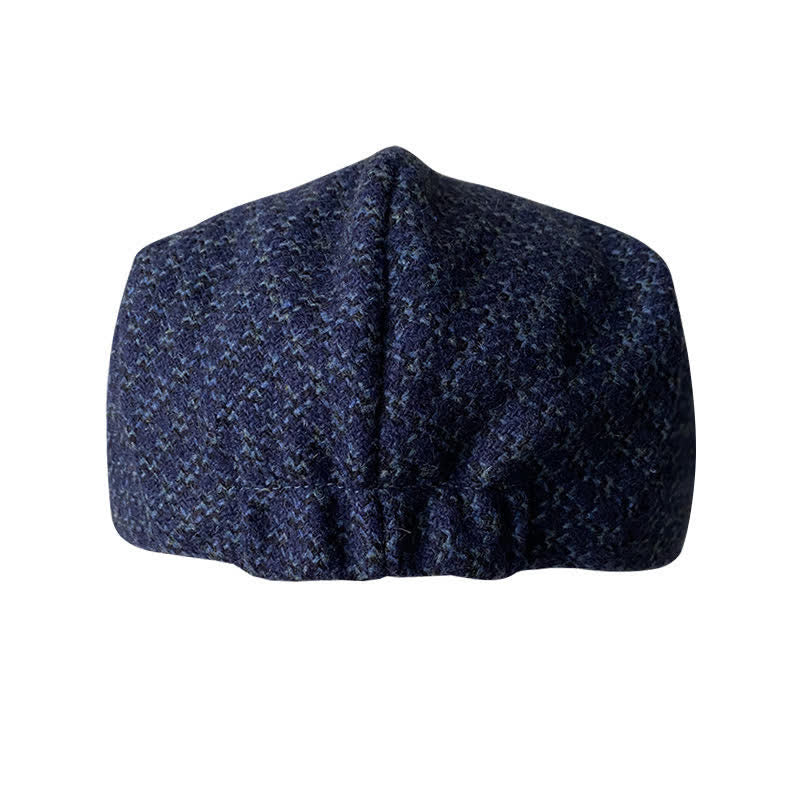 Navy Blue Chequer Autumn Winter Beret Cap