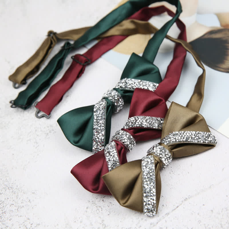 Men's Glittering Rhinestone Wedding Bow Tie