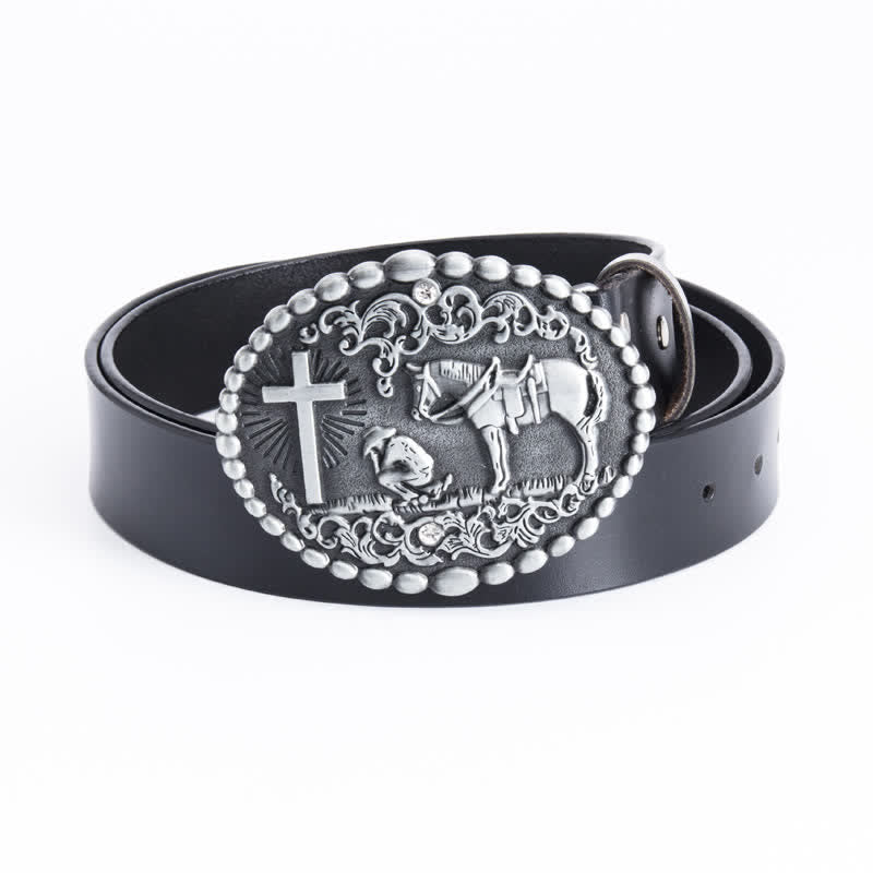 Men's Steed Cross Kneeling Prayer Leather Belt