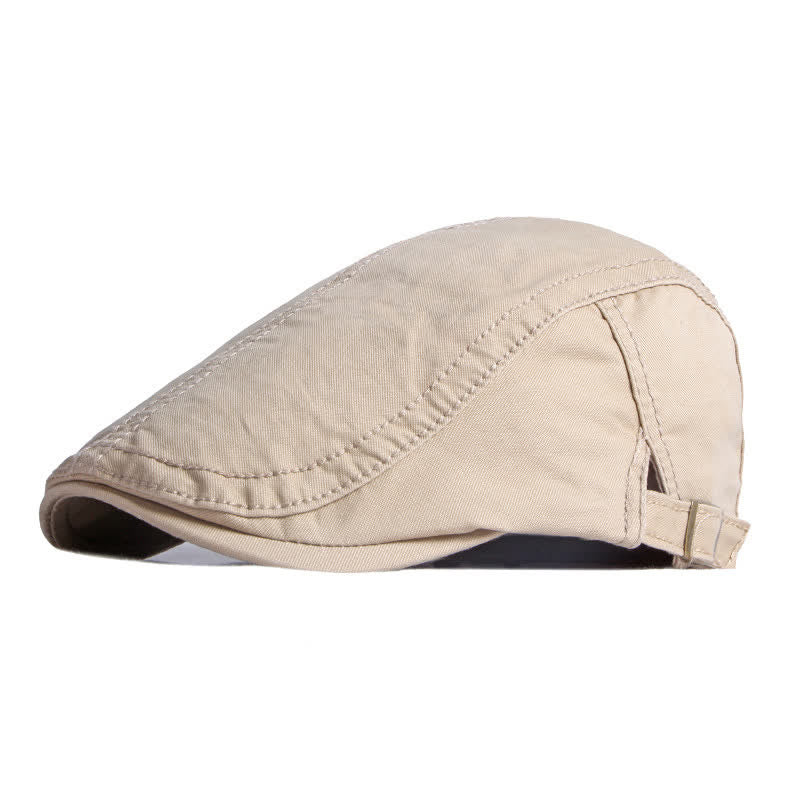 Retro Painter Cotton Beret Flat Cap - Light Khaki - Adjustable (about 21 5/8"-23 5/8") - image 0